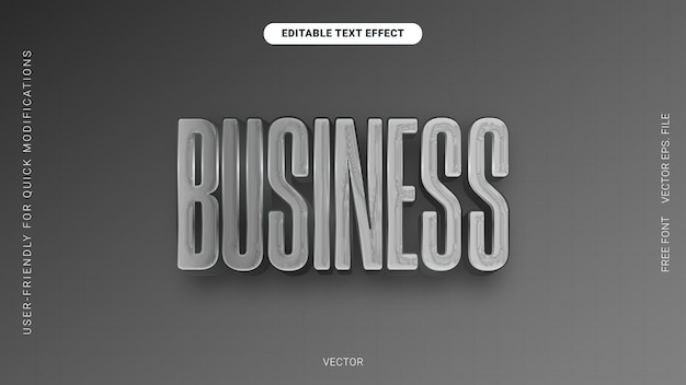 Efecto de texto de cromo gris editable para negocios para proyectos de diseño de clase
