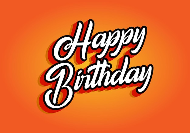 Efecto de texto de cumpleaños feliz en aspecto 3D con color llamativo