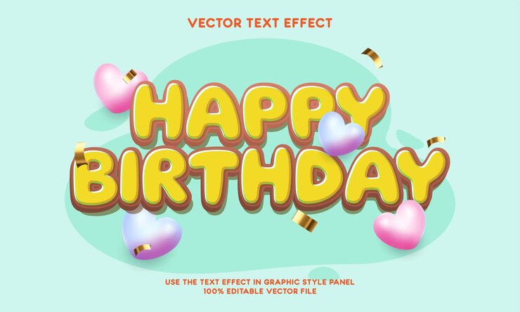 Vector efecto de texto de cumpleaños feliz señal de dibujos animados 02 ilustración vectorial