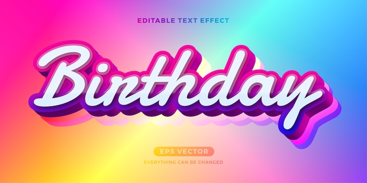 Vector efecto de texto de cumpleaños