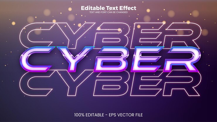 Vector efecto de texto cyber editable en estilo de tendencia moderno
