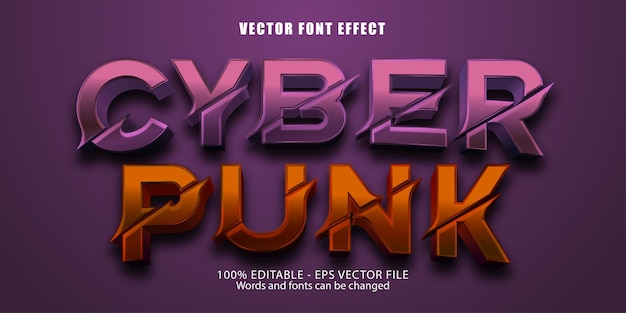 Efecto de texto Cyber Punk, efecto de texto editable estilo recorte