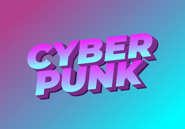 Efecto de texto cyberpunk en fuentes en negrita con estilo 3D