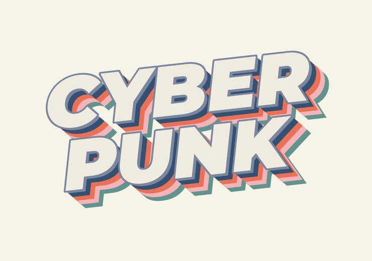 Vector efecto de texto cyberpunk en fuentes en negrita con estilo 3d
