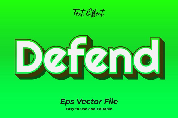 Efecto de texto Defender Editable y fácil de usar vector premium