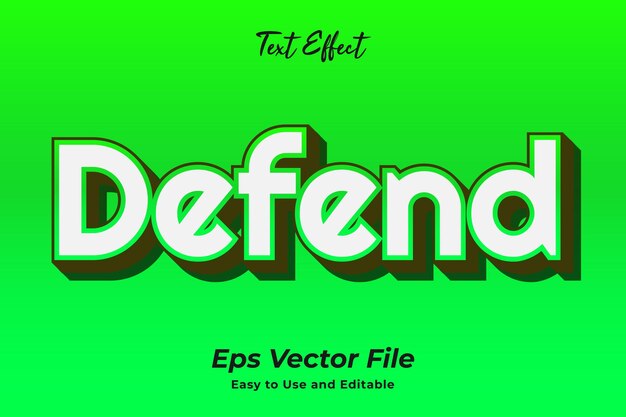 Vector efecto de texto defender editable y fácil de usar vector premium