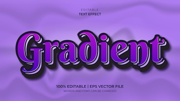 Vector efecto de texto degradado violeta