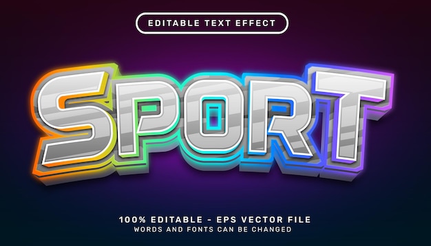 Efecto de texto deportivo 3d con efecto de luz