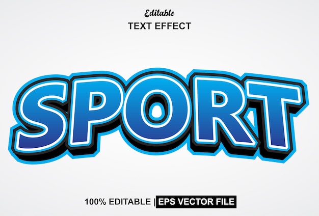 Vector efecto de texto deportivo con estilo 3d y editable.