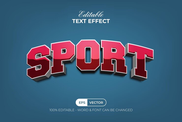 Vector efecto de texto deportivo estilo curvo efecto de texto editable