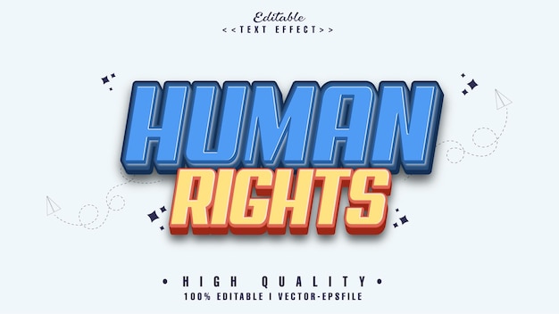 Vector efecto de texto de derechos humanos editable