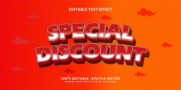Efecto de texto de descuento especial Estilo de año nuevo chino Efecto de texto editable
