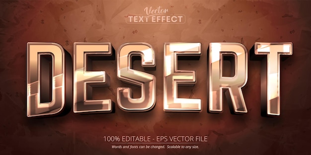 Efecto de texto del desierto estilo de texto antiguo y brillante editable