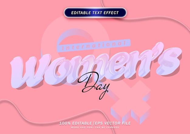 Vector efecto de texto del día internacional de la mujer estilo de efecto de fuente editable