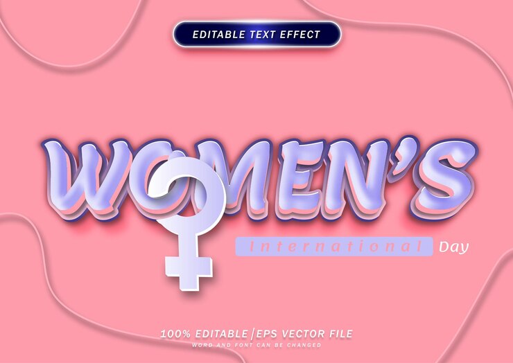Vector efecto de texto del día internacional de la mujer estilo de efecto de fuente editable