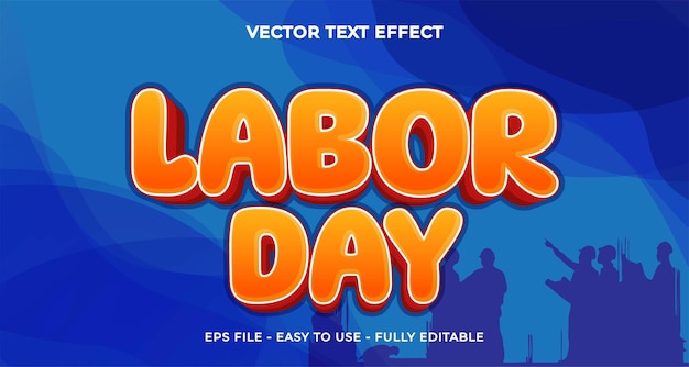 Efecto de texto del día internacional del trabajo estilo de texto 3D editable