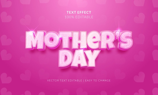 Efecto de texto del día de la madre 3d.
