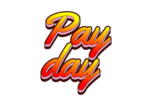 Efecto de texto de día de pago en estilo 3D con buenos colores