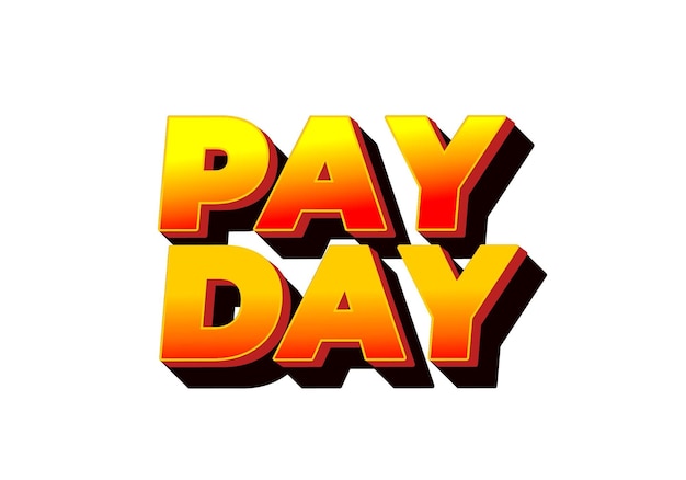 Efecto de texto de día de pago en estilo 3D con buenos colores