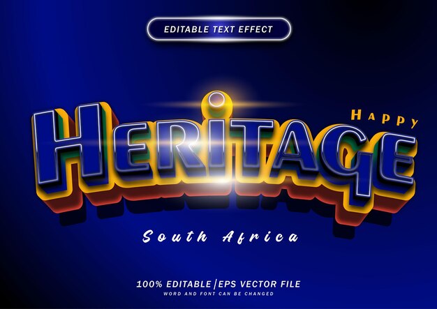 Efecto de texto del día del patrimonio feliz efecto de fuente de estilo editable 3d