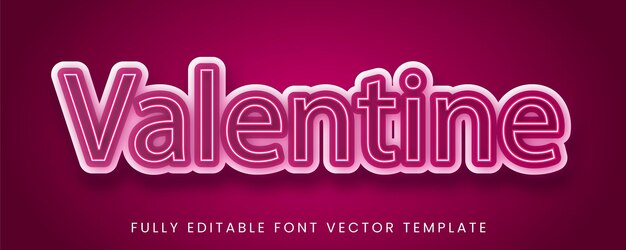 Efecto de texto del día de San Valentín Plantilla editable Diseño tipográfico romántico personalizable