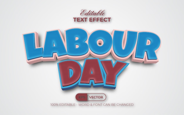 Efecto de texto del día del trabajo estilo de dibujos animados Efecto de texto editable
