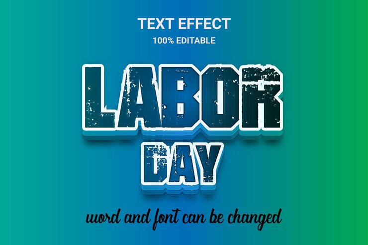 Vector el efecto de texto del día del trabajo puede cambiar la palabra y la fuente del estilo de la fuente