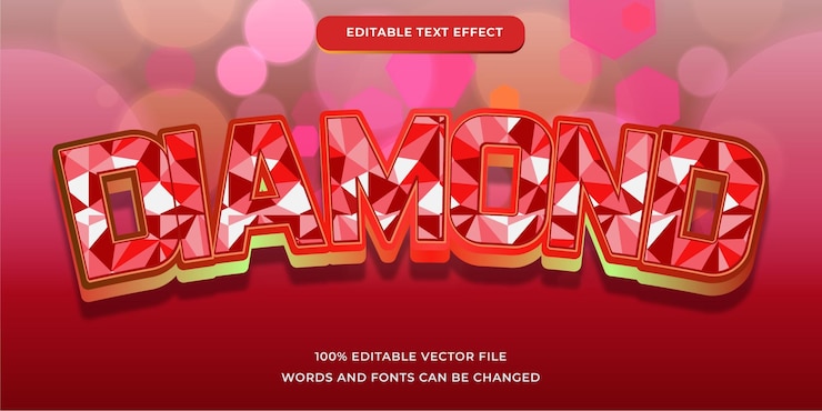 Vector efecto de texto de diamante editable