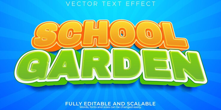 Vector efecto de texto de dibujos animados escolares editable estilo de texto divertido y para niños