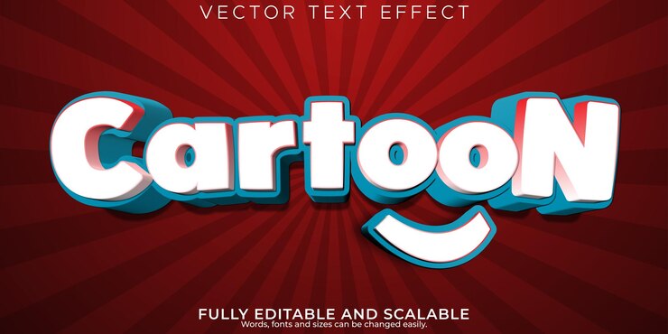 Vector efecto de texto de dibujos animados estilo de texto cómico y divertido editable