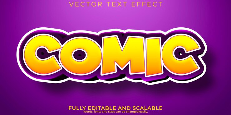 Vector efecto de texto de dibujos animados estilo de texto infantil y cómic editable