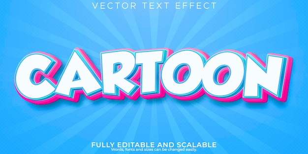 Efecto de texto de dibujos animados estilo de texto infantil y cómic editable