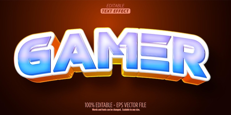Vector efecto de texto de dibujos animados juego editable y estilo de texto de esports