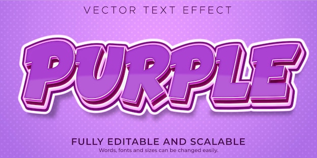 Efecto de texto de dibujos animados púrpura estilo de texto editable y divertido