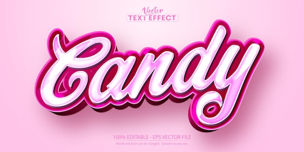 Vector efecto de texto de dibujos animados, texto de caramelo rosa editable y estilo de texto cómico