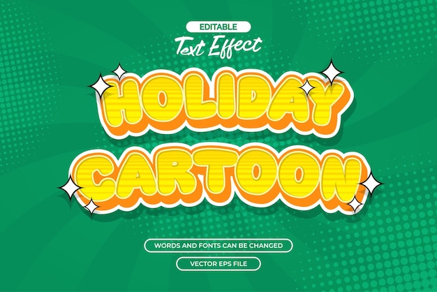 Vector efecto de texto de dibujos animados de vacaciones