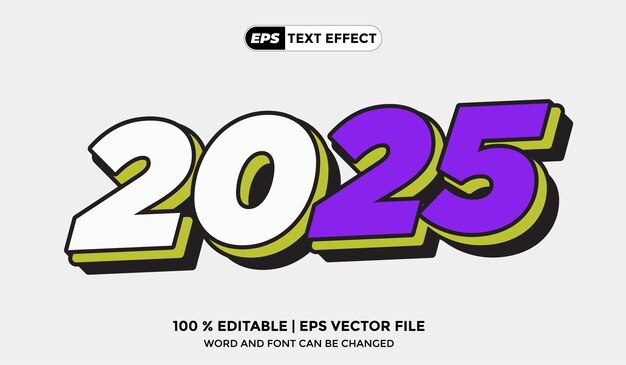Efecto de texto Diseño creativo Año nuevo 2025