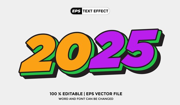 Efecto de texto Diseño creativo Año nuevo 2025