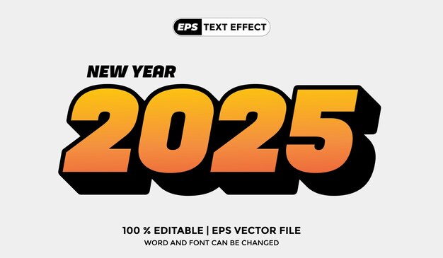 Efecto de texto Diseño creativo Año nuevo 2025