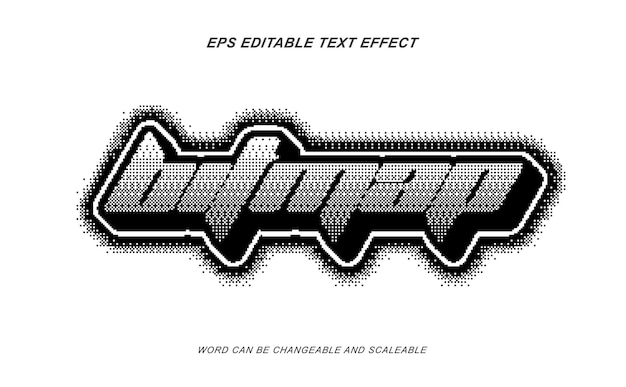 Efecto de texto dither de mapa de bits Y2K vector totalmente editable