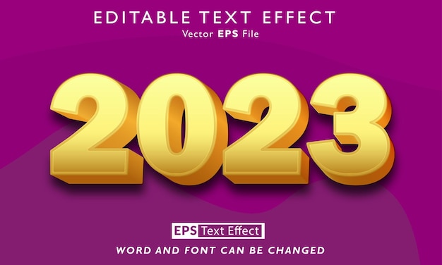 Vector efecto de texto dorado 2023