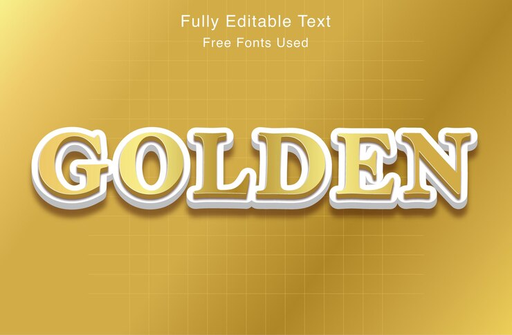 Vector efecto de texto dorado 3d editable completamente
