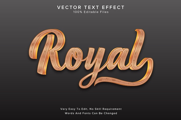 Efecto de texto dorado 3d estilo editable royal