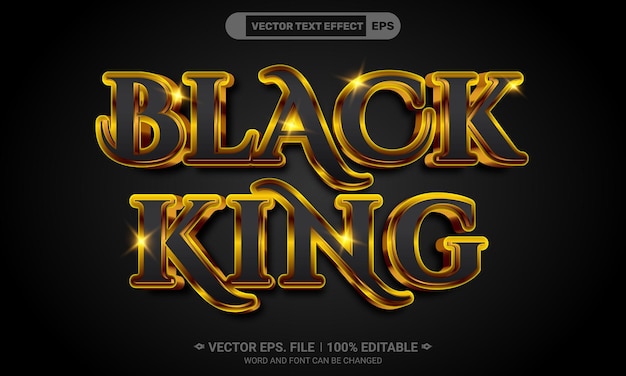 Efecto de texto dorado editable estilo 3d rey negro