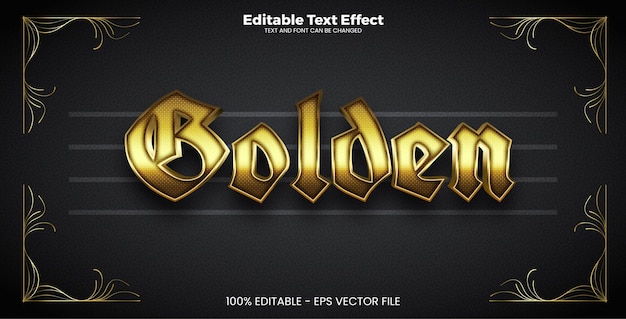 Efecto de texto dorado editable en estilo de tendencia moderna.