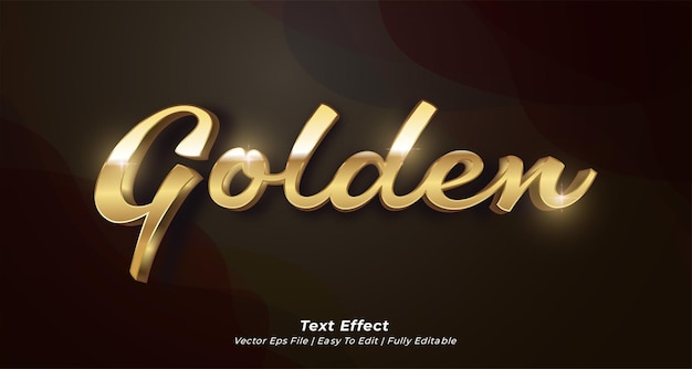 Vector efecto de texto dorado estilo de texto 3d editable