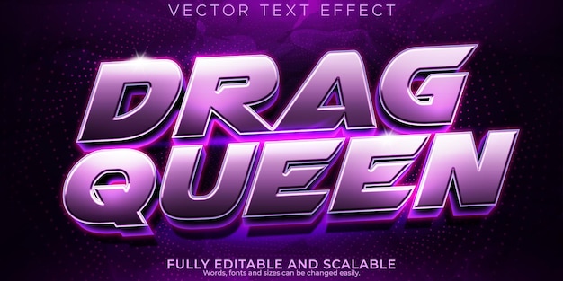Efecto de texto drag queen música editable y estilo de texto de fiesta