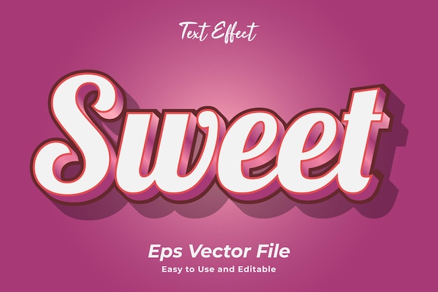 Efecto de texto dulce Editable y fácil de usar Vector Premium