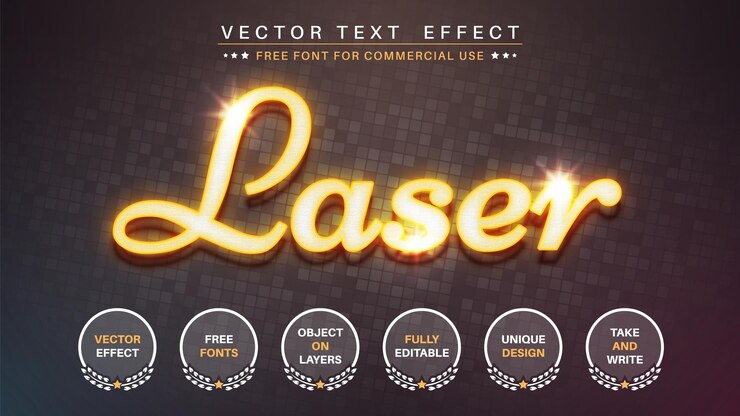 Vector efecto de texto de edición láser estilo de fuente editable