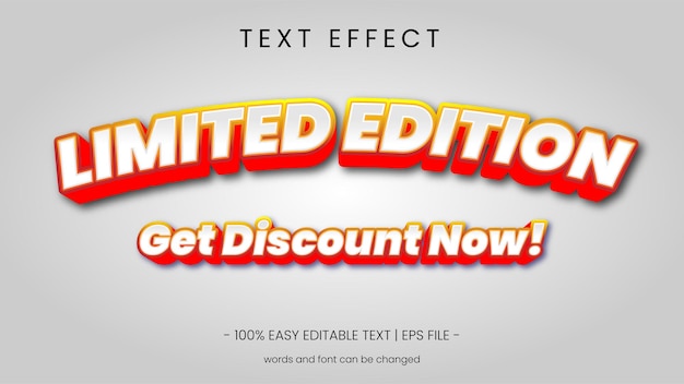 Efecto de texto de edición limitada 3D parece archivo EPS editable